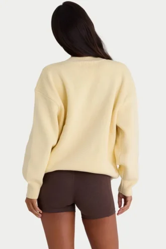 Maglione oversize in maglia a coste color limone