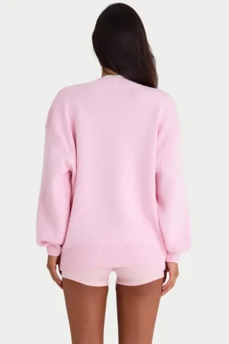 Maglione oversize in maglia a costine rosa pallido