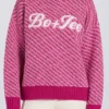 Maglione oversize in maglia con logo in rosa magenta Maglione oversize in maglia con logo in rosa magenta
