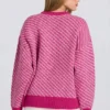 Maglione oversize in maglia con logo in rosa magenta Maglione oversize in maglia con logo in rosa magenta