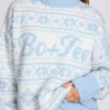 Maglione oversize in maglia jacquard blu polvere Maglione oversize in maglia jacquard blu polvere