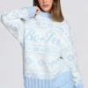 Maglione oversize in maglia jacquard blu polvere Maglione oversize in maglia jacquard blu polvere