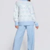 Maglione oversize in maglia jacquard blu polvere Maglione oversize in maglia jacquard blu polvere