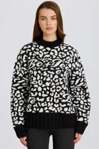 Maglione oversize in maglia jacquard nero