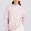 Maglione oversize in maglia jacquard rosa