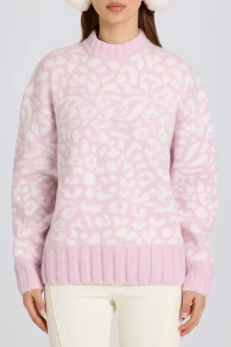 Maglione oversize in maglia jacquard rosa