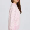 Maglione oversize in maglia jacquard rosa