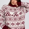Maglione oversize in maglia jacquard rosso cremisi Maglione oversize in maglia jacquard rosso cremisi