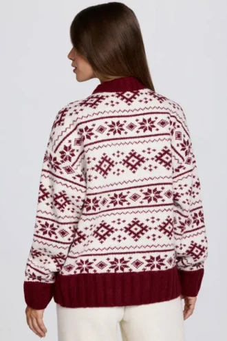 Maglione oversize in maglia jacquard rosso cremisi