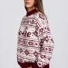 Maglione oversize in maglia jacquard rosso cremisi Maglione oversize in maglia jacquard rosso cremisi