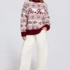 Maglione oversize in maglia jacquard rosso cremisi Maglione oversize in maglia jacquard rosso cremisi