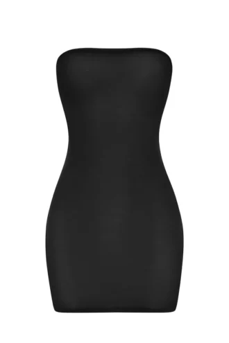 Mini abito slip a fascia in morbida rete trasparente Intimates, colore nero