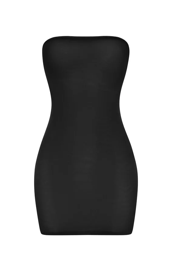 Mini abito slip a fascia in morbida rete trasparente Intimates, colore nero Mini abito slip a fascia in morbida rete trasparente Intimates, colore nero