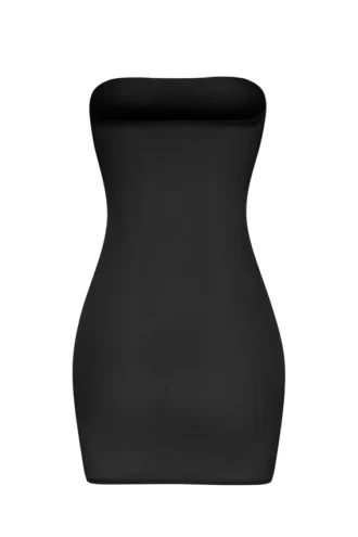 Mini abito slip a fascia in morbida rete trasparente Intimates, colore nero