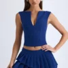 Mini gonna a pieghe a strati a vita bassa Nada in blu navy Mini gonna a pieghe a strati a vita bassa Nada in blu navy