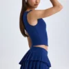 Mini gonna a pieghe a strati a vita bassa Nada in blu navy Mini gonna a pieghe a strati a vita bassa Nada in blu navy