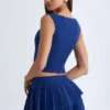 Mini gonna a pieghe a strati a vita bassa Nada in blu navy Mini gonna a pieghe a strati a vita bassa Nada in blu navy