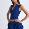 Mini gonna a pieghe a strati a vita bassa Nada in blu navy Mini gonna a pieghe a strati a vita bassa Nada in blu navy