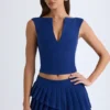 Mini gonna a pieghe a strati a vita bassa Nada in blu navy Mini gonna a pieghe a strati a vita bassa Nada in blu navy