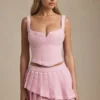 Mini gonna a pieghe a strati a vita bassa Nada in rosa tenue Mini gonna a pieghe a strati a vita bassa Nada in rosa tenue