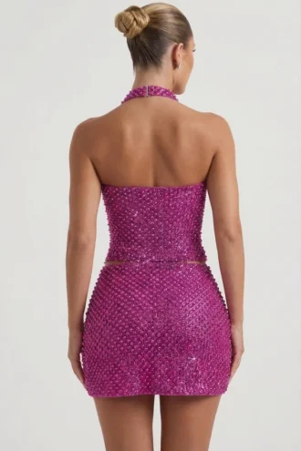 Mini gonna a trapezio con dettagli a cuore decorati Querida in magenta