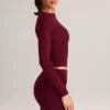 Mini gonna a vita media con arricciature in modal Cali, colore rosso vino Mini gonna a vita media con arricciature in modal Cali, colore rosso vino