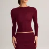 Mini gonna a vita media con arricciature in modal Cali, colore rosso vino Mini gonna a vita media con arricciature in modal Cali, colore rosso vino