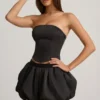 Mini gonna a vita media con orlo a palloncino Clemmy in nero Mini gonna a vita media con orlo a palloncino Clemmy in nero