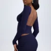 Mini gonna a vita media con ruches in Modal Cali, colore blu navy Mini gonna a vita media con ruches in Modal Cali, colore blu navy