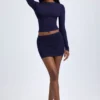 Mini gonna a vita media con ruches in Modal Cali, colore blu navy Mini gonna a vita media con ruches in Modal Cali, colore blu navy