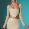 Mini gonna aderente in pizzo decorato Romy, colore avorio Mini gonna aderente in pizzo decorato Romy, colore avorio