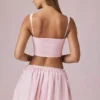Mini gonna con coulisse e arricciature Maira a righe color malva chiaro Mini gonna con coulisse e arricciature Maira a righe color malva chiaro