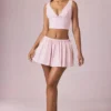 Mini gonna con coulisse e arricciature Maira a righe color malva chiaro Mini gonna con coulisse e arricciature Maira a righe color malva chiaro
