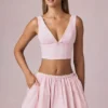 Mini gonna con coulisse e arricciature Maira a righe color malva chiaro Mini gonna con coulisse e arricciature Maira a righe color malva chiaro