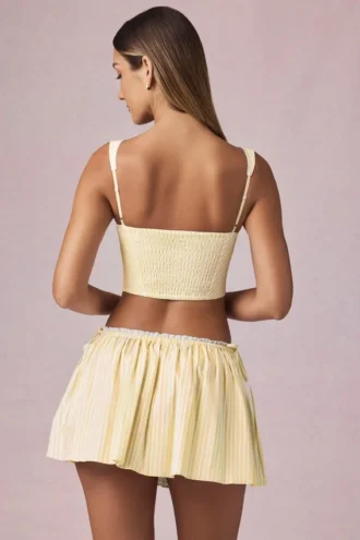 Mini gonna con coulisse e arricciature Maira a righe giallo limone