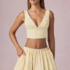 Mini gonna con coulisse e arricciature Maira a righe giallo limone Mini gonna con coulisse e arricciature Maira a righe giallo limone