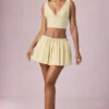 Mini gonna con coulisse e arricciature Maira a righe giallo limone Mini gonna con coulisse e arricciature Maira a righe giallo limone