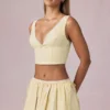 Mini gonna con coulisse e arricciature Maira a righe giallo limone Mini gonna con coulisse e arricciature Maira a righe giallo limone