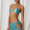 Mini gonna con coulisse e cut-out Lagoon in turchese Mini gonna con coulisse e cut-out Lagoon in turchese