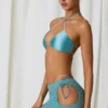 Mini gonna con coulisse e cut-out Lagoon in turchese Mini gonna con coulisse e cut-out Lagoon in turchese