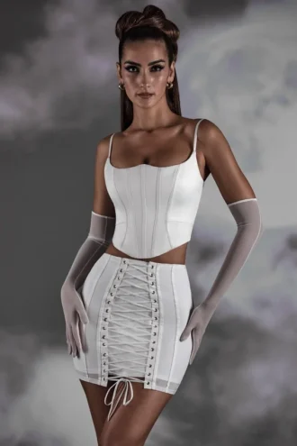 Mini gonna con lacci Asra in bianco
