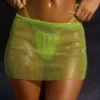 Mini gonna da costume da bagno a vita bassa con decorazioni in verde Mini gonna da costume da bagno a vita bassa con decorazioni in verde
