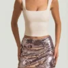 Mini gonna Lunara con paillettes in argento Mini gonna Lunara con paillettes in argento