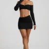 Mini gonna Mari Modal con vita asimmetrica in nero Mini gonna Mari Modal con vita asimmetrica in nero