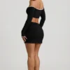Mini gonna Mari Modal con vita asimmetrica in nero Mini gonna Mari Modal con vita asimmetrica in nero