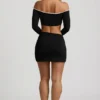 Mini gonna Mari Modal con vita asimmetrica in nero Mini gonna Mari Modal con vita asimmetrica in nero