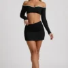 Mini gonna Mari Modal con vita asimmetrica in nero Mini gonna Mari Modal con vita asimmetrica in nero