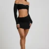 Mini gonna Mari Modal con vita asimmetrica in nero Mini gonna Mari Modal con vita asimmetrica in nero