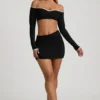 Mini gonna Mari Modal con vita asimmetrica in nero Mini gonna Mari Modal con vita asimmetrica in nero