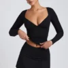 Mini gonna-pantaloncino A-line Solene in modal nero Mini gonna-pantaloncino A-line Solene in modal nero